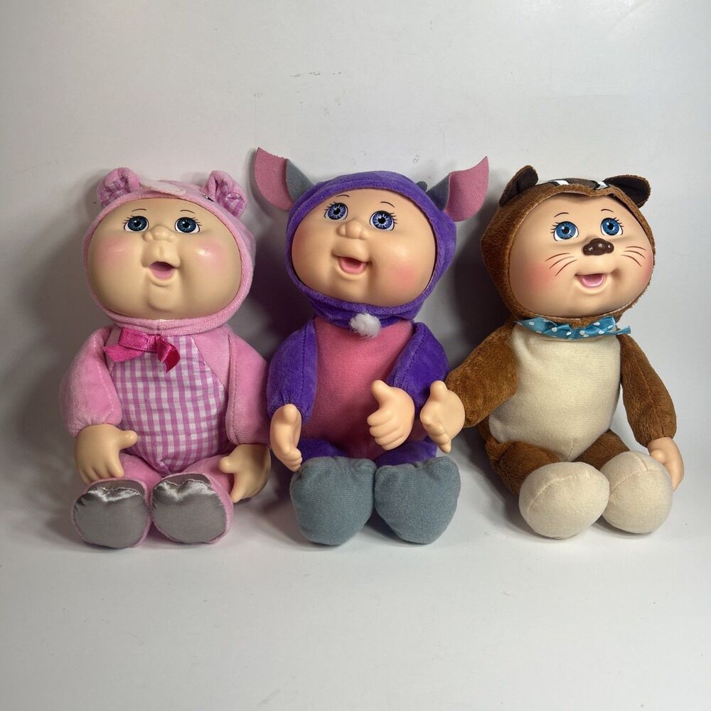 Cabbage Patch Cuties 9" Chipmunk/ Goat/Pig Baby Dolls Lot 3